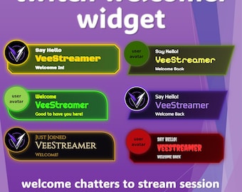 Widget de boas-vindas do Twitch | Sobreposição de chat animada | OBS StreamElements (Download digital)