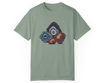 Linocut Agate Geology Unisex Garment-Dyed T-shirt
