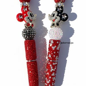 Micky Maus inspirierter Strass Perlenstift, ausgefallener Charakterstift, Disney inspirierter Perlenstift, Glitzernder Tintenstift, Glitzernder Mickeypen