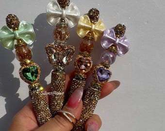 Lyxig styluspenna med strass | Handgjord styluspenna med pärlor | Söt kontorsmaterial | Kristallpenna | Present till lärare, sjuksköterska, kollega, planerare