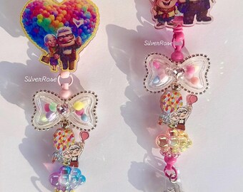 Disney Up-inspirerad namnskyltsrulle, Carl & Ellie infällbar sjuksköterska-namnskyltshållare, ballong i akryl, söt sjuksköterska, sjuksköterska, sjuksköterska, gåva