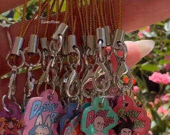 VintageDragonBallZ Telefonberlocker | DBZ Anime Nyckelringstillbehör för Väskor, Kameror, Spelkonsoler | Y2K Retro Kid Goku, Gohan och Master Rochi