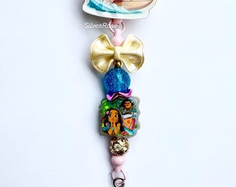 Vaiana badge-rulle, Ocean Princess infällbar ID-bricka, handgjord sjuksköterska badge-rulle, lärar-ID-hållare, söt present till sjukvårdspersonal, Maui