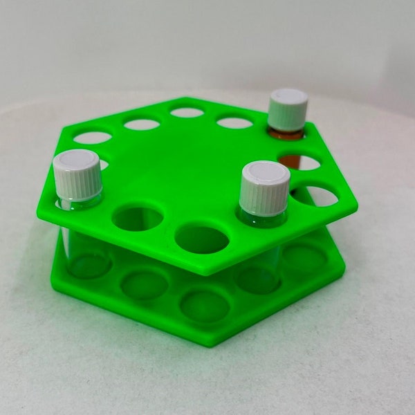 Hexagon Plastic Test Tube Rack, Vial Holder - fits 12mm Test Tubes