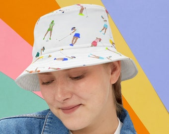Women Golfers Print Bucket Hat - Cute Golf Lover Gift Idea