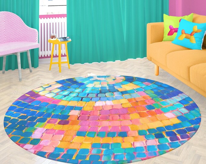 Disco Ball Rug Colorful Classroom Decor Fun Floor Accent Rug Playroom ...
