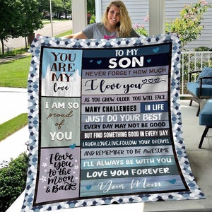 Personalized To My Son Blanket, Personalized Gift for Son, Son Present from Dad or Mom, Encouragement and Inspirational Message to Son