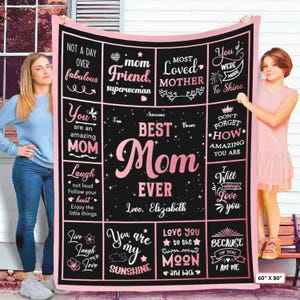 Show Mom Some Love with a Special Personalized Blanket--The Ultimate Gift from Daughter! Perfect for Birthday or Mother&#39;s Day, Best Mom Ever