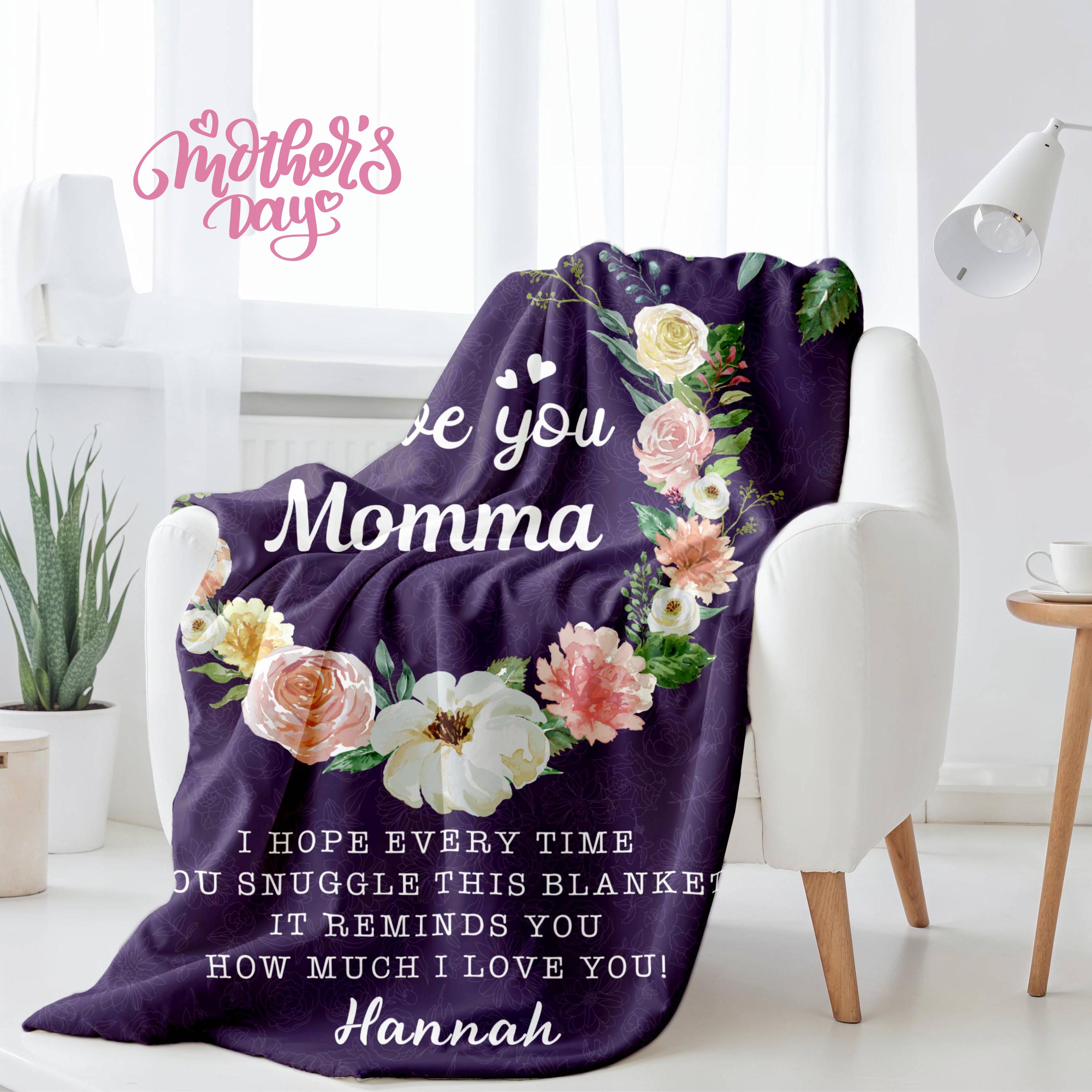I Love You Mom Blanket, Personalized Gift for Momma From Kids, Mothers ...