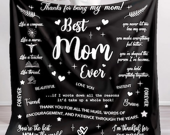 Mom Love Letter Blanket - Birthday Gift For Mom From Son, Best Mom Ever Throw Blanket