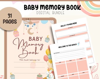 Sweet Beginnings Baby Girl Memory Book, Baby Memory Book for Gift, Baby Shower Gift for Girl, Digital Milestone Baby Memory Book