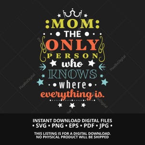 Retro Mom Life Svg Png Pdf Eps Jpg, Arte de parede engraçada para o dia das mães, Download digital de tipografia vintage, Fundo escuro para impressão
