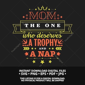 Humor retrô de mãe Svg Png Pdf Eps Jpg, Arte de parede com fundo escuro, Presente de dia das mães com tipografia vintage, Citação engraçada para impressão de mãe