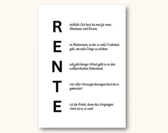 Postkarte - RENTE | Ruhestand Abschiedskarte zum Verschenken | DIN A6 Karte