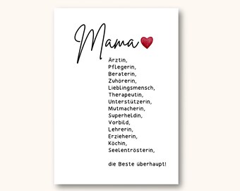 Postkarte - Mama Definitionskarte | Beste Mama | Grußkarte zum Verschenken | Perfekt für Muttertag oder einfach so | DIN A6