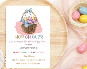 Editable Easter Brunch & Egg Hunt Invitation (Instant Download)