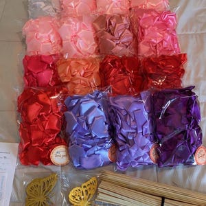 100 Pétalos de listón para rosas eternas pétalos de cinta/ 100 pétalos de cinta prefabricados para rosas de cinta
