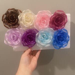 100 Pre-made rose petals Organza ribbon with satin edge and gold stripe / elegant ribbon style