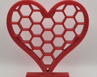 Heart stand / honeycomb shape / wedding / living room / decoration / Valentine's Day / sustainable / 3D printing / gift / love