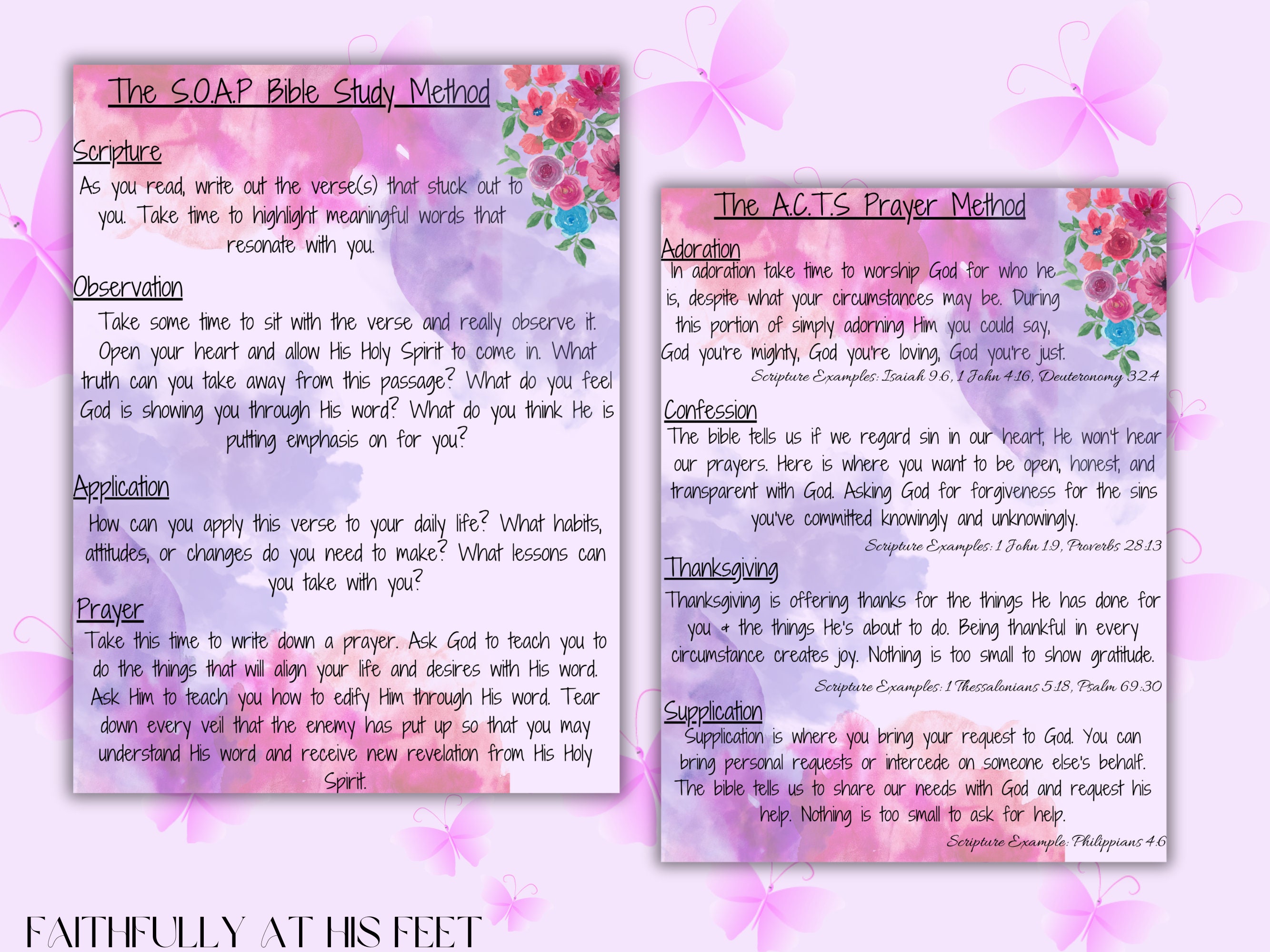 S.O.A.P and A.C.T.S Bundle, Printable Bible Study and Prayer Method, 9
