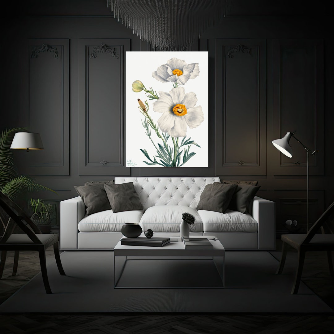 Vintage Poppy Wall Art Decor, Printable Poppy Flower, Digital Download ...