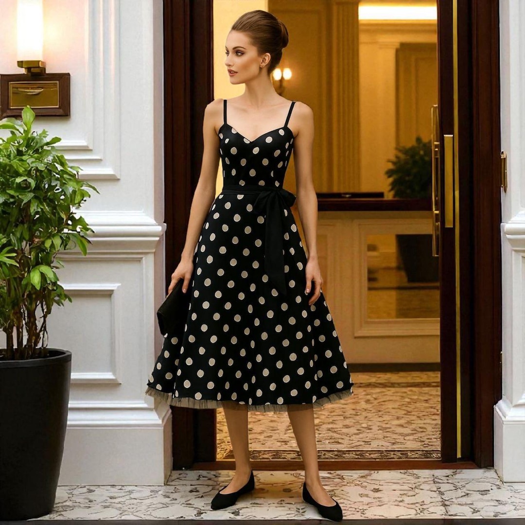 vintage polka dot halter dress by Hearts & Roses London – 50s Rockabilly Swing Size M 1950s dresses