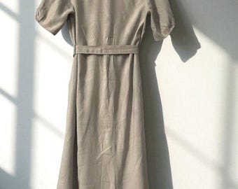 zara linen dress buttons Early 00s Zara Woman Linen Button Down Maxi Beige Dress - Linen - Summer  dress