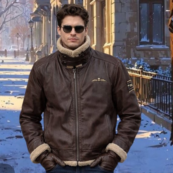Raf Mess Jacket RAF Aviator B3 Bomber Jacket - Men's Brown Leather Sh… - Gem