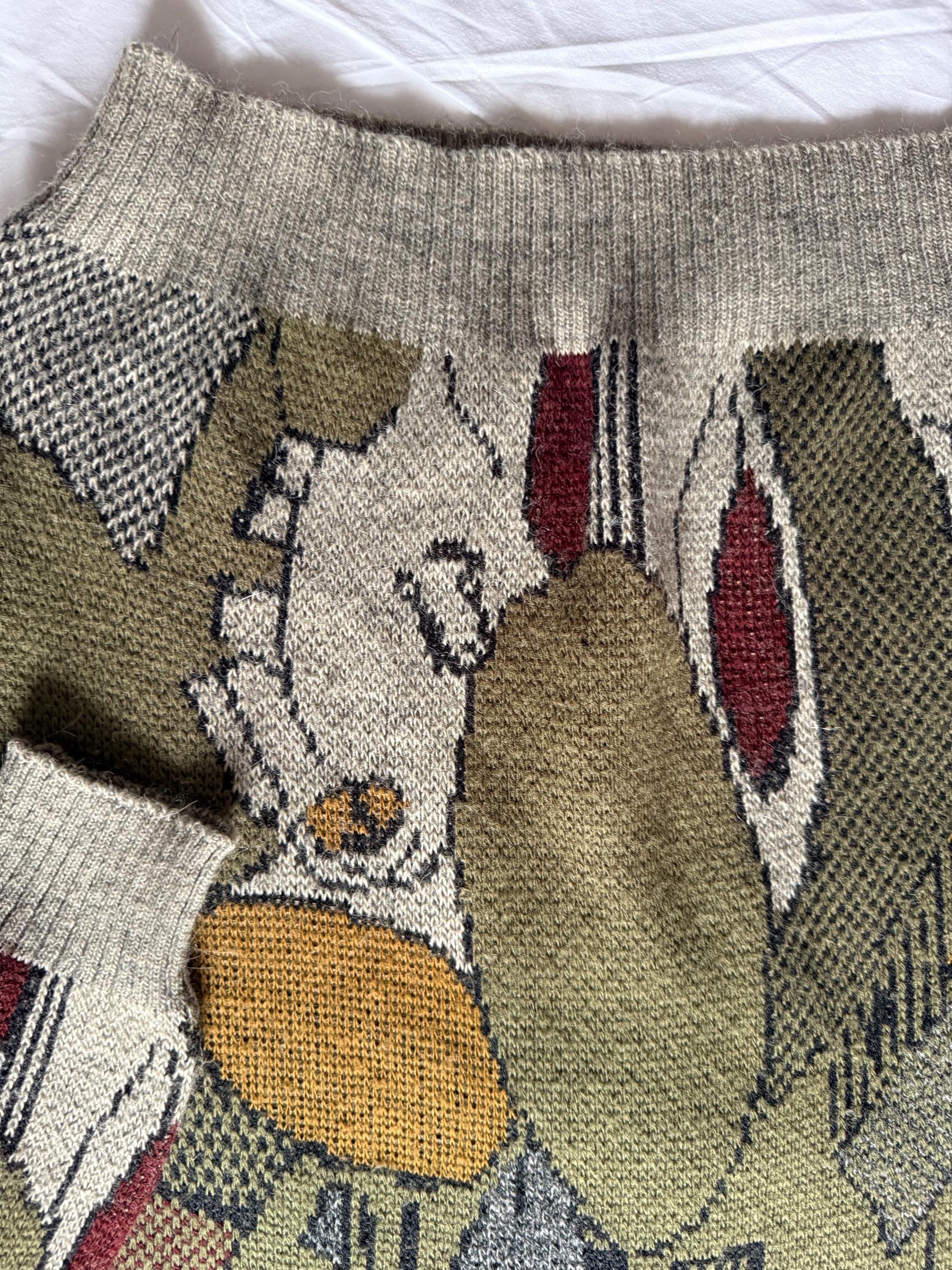 Vintage 90s Abstract Geometric Knit Sweater – Earth Tones