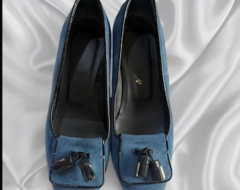 TODS blauwe suède loafers met kwastjes: Italiaanse vintage schoenen, maat 36