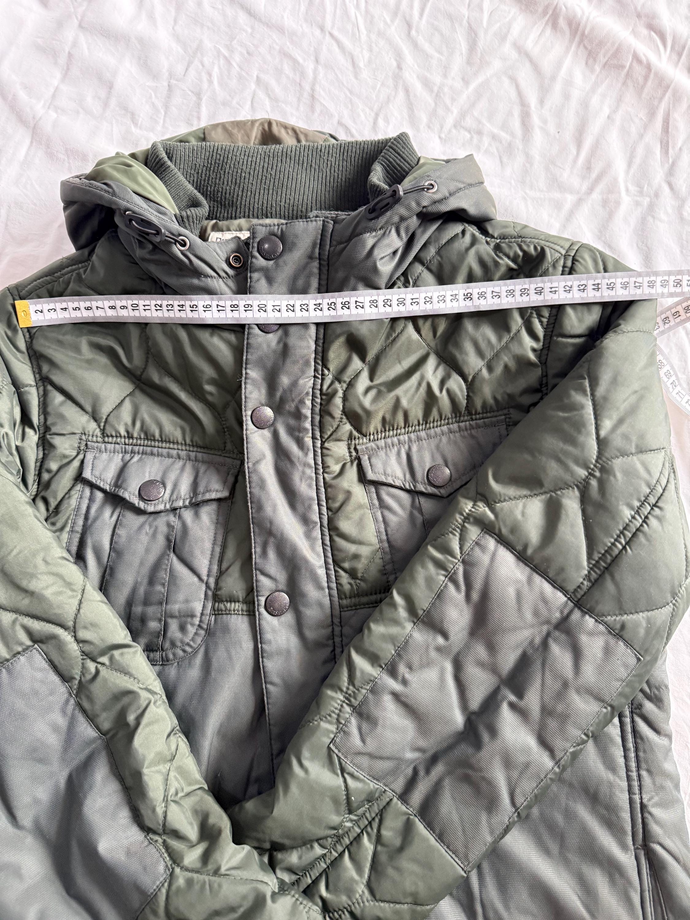 Vintage DIESEL Quilted Nylon Utility Jacket | Olive Green, Hooded 
