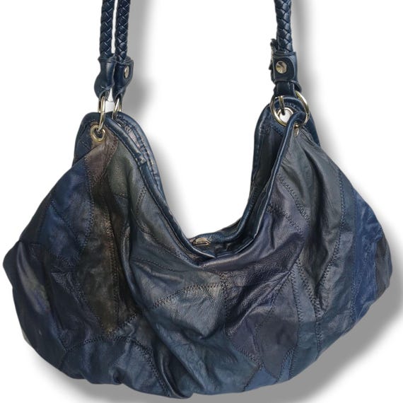 1990s Leather Patchwork Shoulder Bag: Braided Han… - image 2