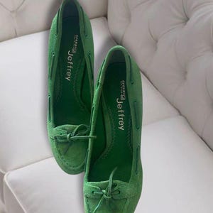 Sperry Green Suede Platform Heels – Quiet Rebellion in Emerald size 39