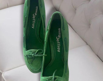 Rare Sperry Top-Sider x Jeffrey Campbell "Jeffrey" Green Suede Heels size 39
