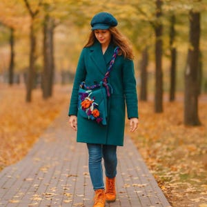 Felted Wool Purse with Floral Appliqué – Handcrafted Boho Accessory in Vibrant Ethno Style