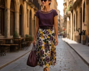 Vintage Italienischer Seidenrock Florale Eleganz