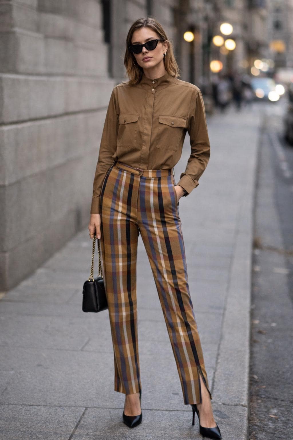 Monki Tartan High-waisted Trousers, 90s Plaid Pants, EU 36 - Etsy