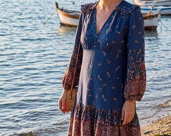Boho Handmade Rayon Dress – Jaive Life Art, Size M