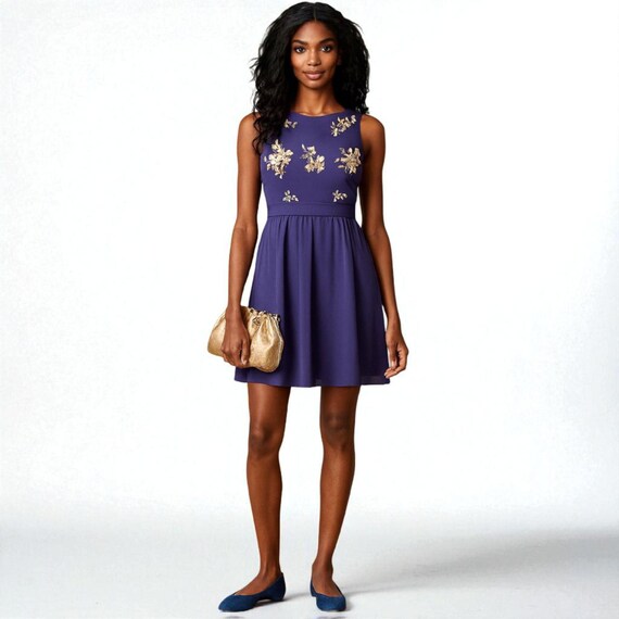 slim fit dress slacks Arabella Embroidered Tulle Maxi Dress | Navy + Gold main image 1