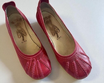 Vintage Fly London Leather Wedge Pumps, Black Mary Janes, Size 36