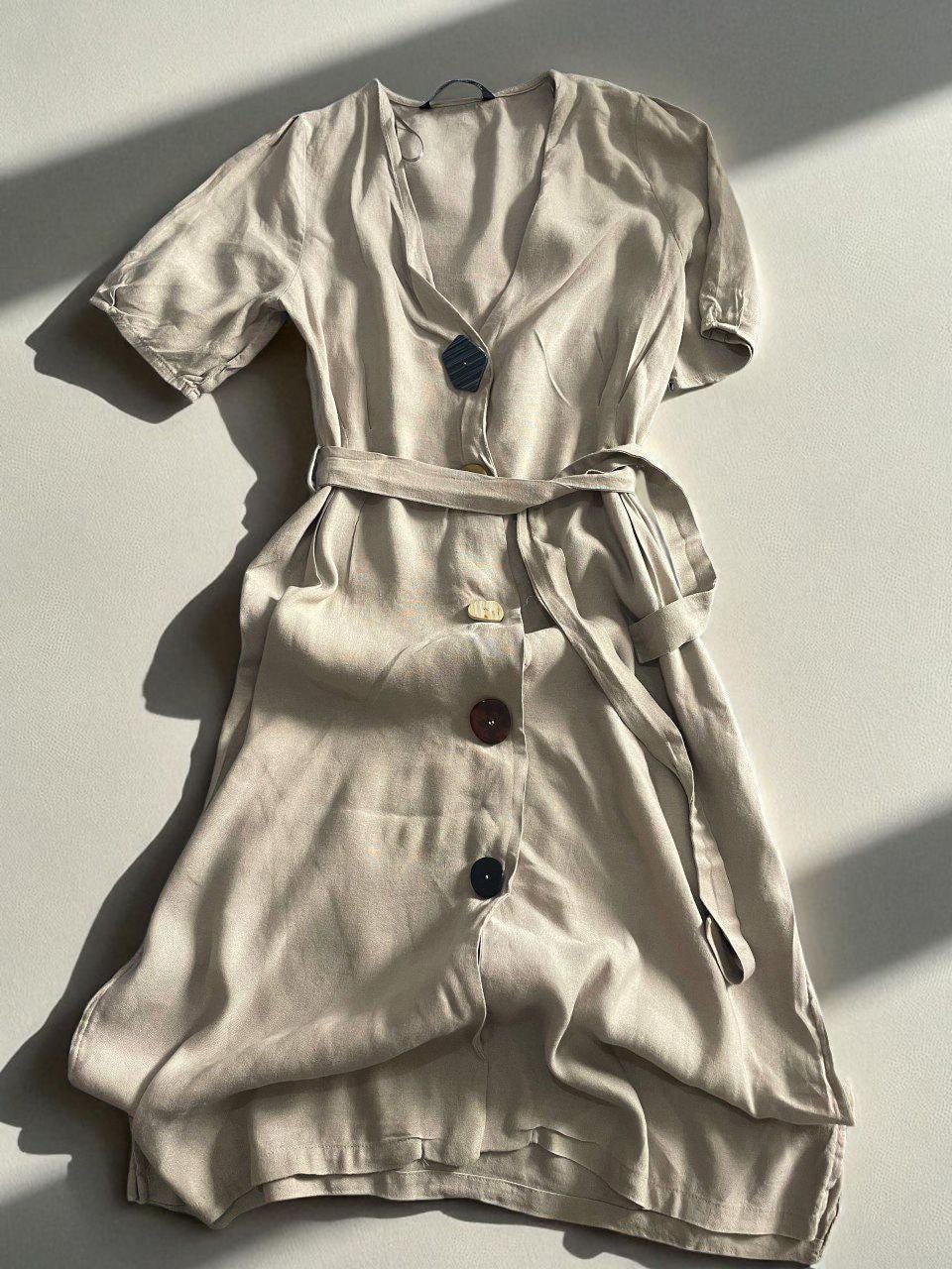 Zara Beige Belted Button Dress Statement Buttons Modern Minimalist Style - Etsy Zara Beige Belted Button Dress Statement Buttons Modern Minimalist Style - Etsy