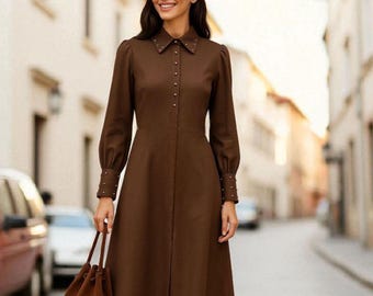 midi dress coklat mahogany Yvette Corset Midi Dress