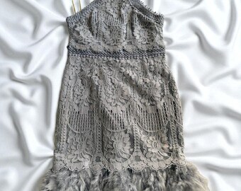 lipsy grey lace dress VIP Gray Feather Dress: Halterneck Mini Cocktail jewelry 2026 02 spring 1