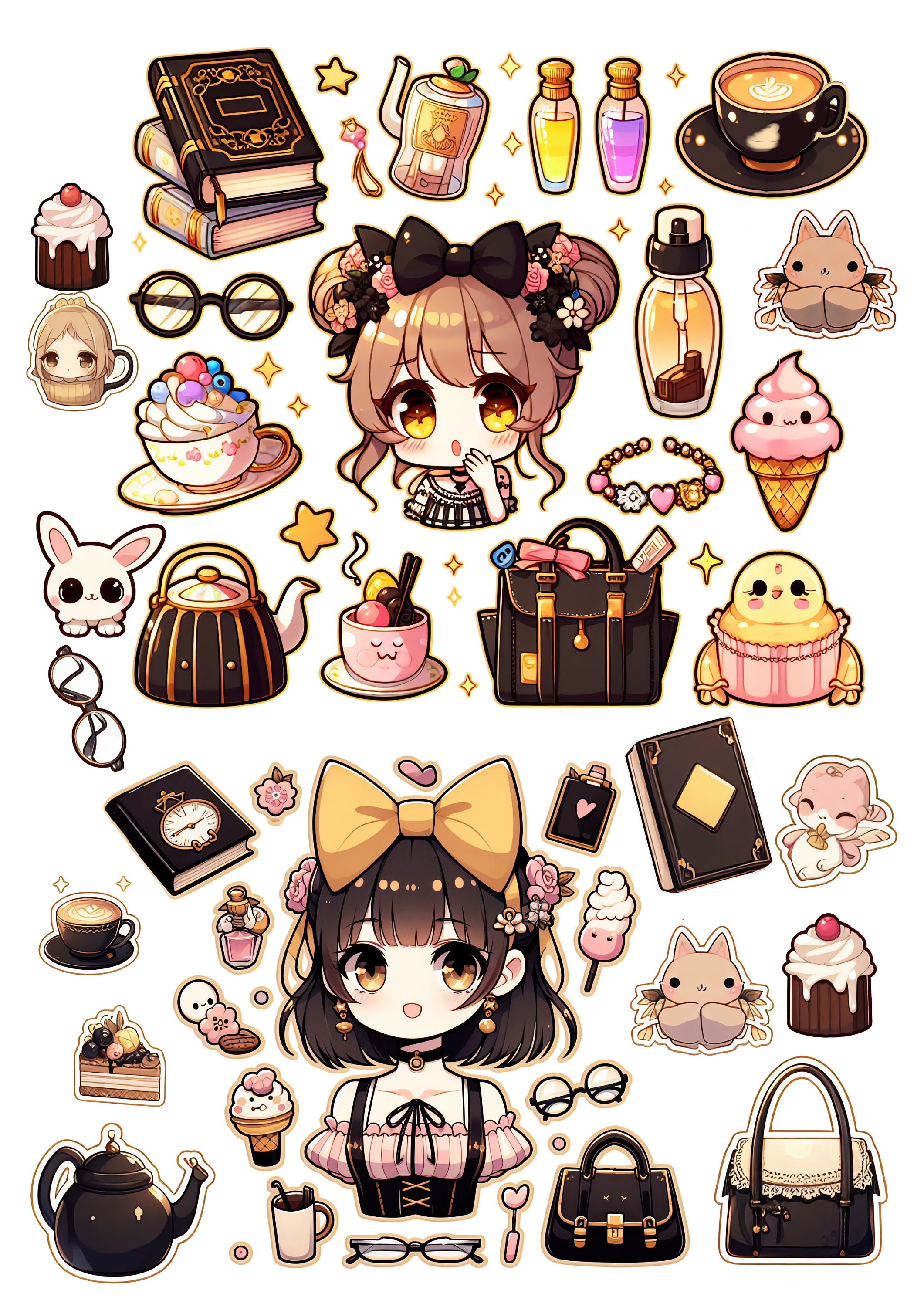 Kawaii Essentials Sticker Pack2 - Anime-inspired Cute Accessories and ...