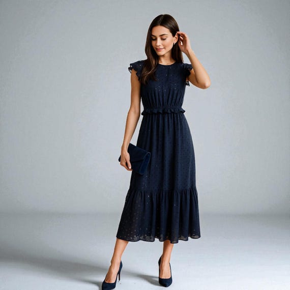 navy blue vintage style dress Lucille Dress in French Navy