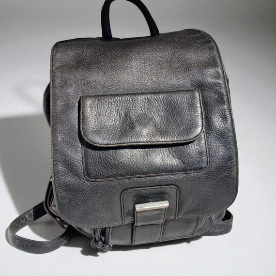Vintage BREE Black Leather Backpack — German Design, 2000s 