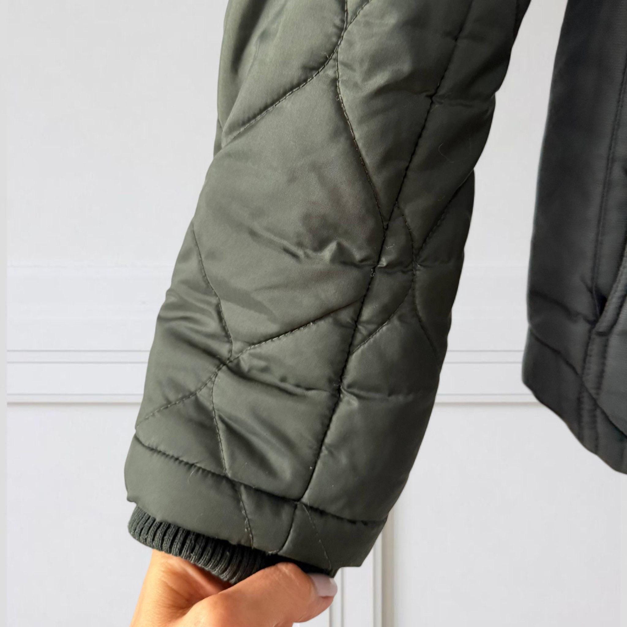 Vintage DIESEL Quilted Nylon Utility Jacket | Olive Green, Hooded 