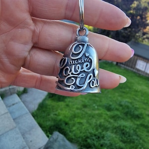 Guardian Bell I Love You + Hanger, Gremlin Bell, motorcycle bell, biker Bell, motorcycle guardian bell, key bell