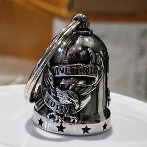 Guardian Bell Live to Ride Ride to Live  + Hanger, Gremlin Bell, motorcycle bell, biker Bell, motorcycle guardian bell, key bell