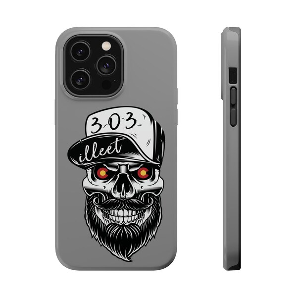 303 Skull MagSafe Tough Cases (Gray)  iPhone 15, iPhone 14, iPhone 13, iPhone 12, iPhone 11, MagSafe iPhone Case, Protective iPhone Case